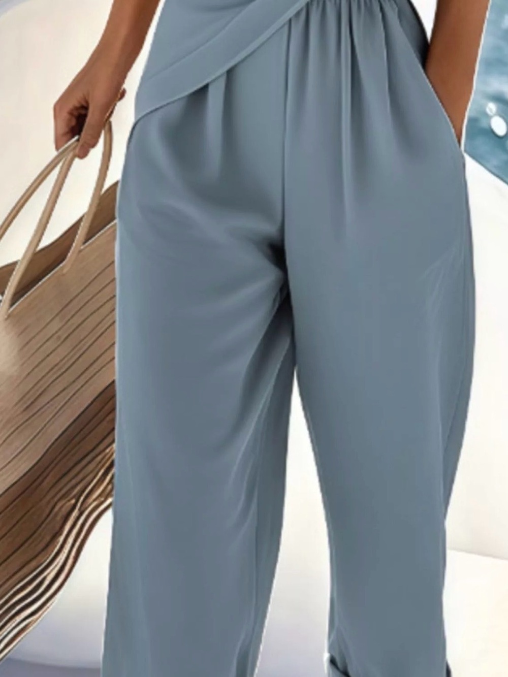 NELSON & PARKER COLLEEN ELEGANT TWO-PIECE SET Large Light Blue Twist-Front Set - Picture 13 of 13